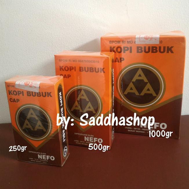 

zwmh kopi murni bubuk hitam excelsa nikmat asli cap aaa nefo jambi 500gram js3v