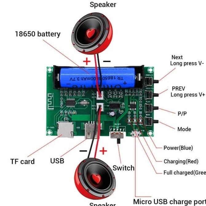 KIT PAM8403 USB MP3 BLUETOOTH BATTERY