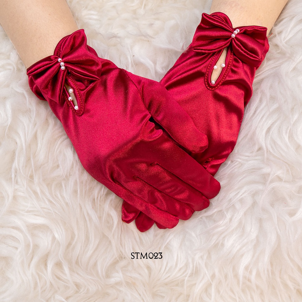 [PRODUCT NEW] SARUNG TANGAN WEDDING GLOVES PESTA SILK PENGANTIN MERAH STM023