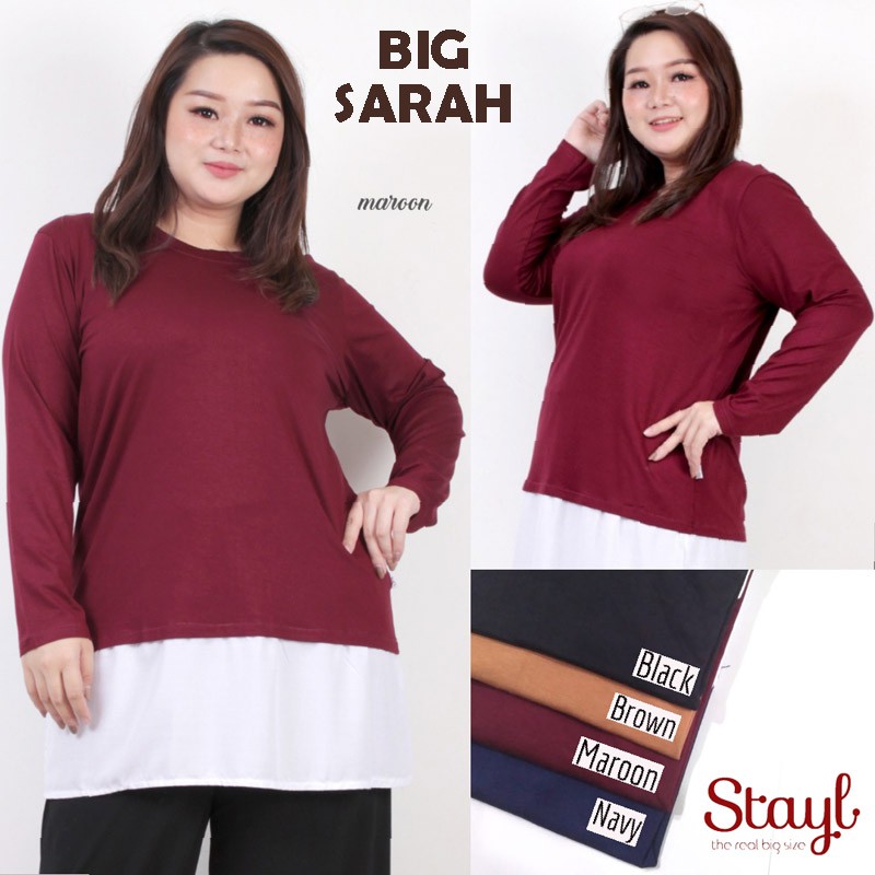 BIGCLO - (COD) LD 112-120cm Blouse Jumbo Big Sarah Baju Atasan Wanita Lengan Panjang