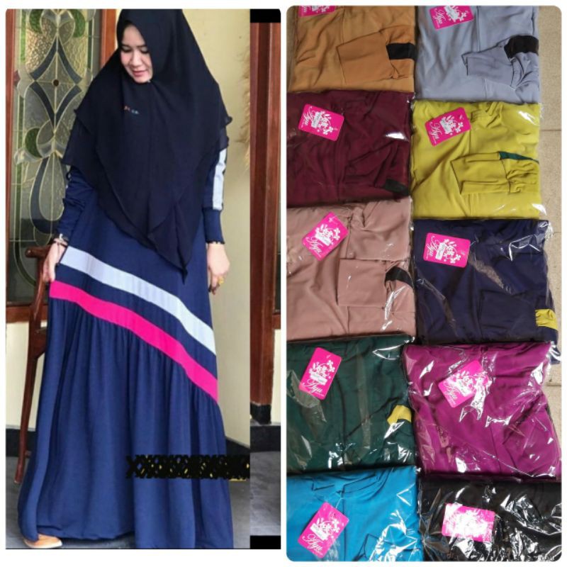 Gamis jersey ayu rempel bawah