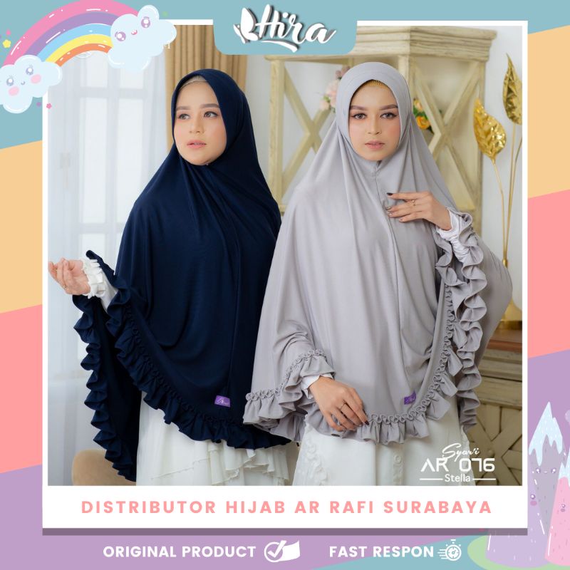Kerudung Bergo Jumbo Arrafi AR 076 Syar'i Pet Antem Rempel Memutar Bordir dan Label Arrafi Ori