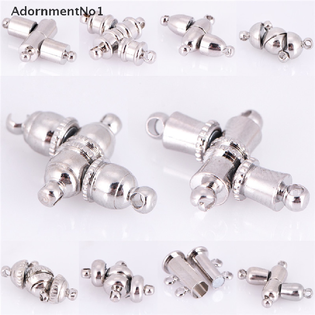 (AdornmentNo1) 10pcs / Set Kait Clasp Magnetik Lapis Silver Untuk Gelang / Kalung / Perhiasan