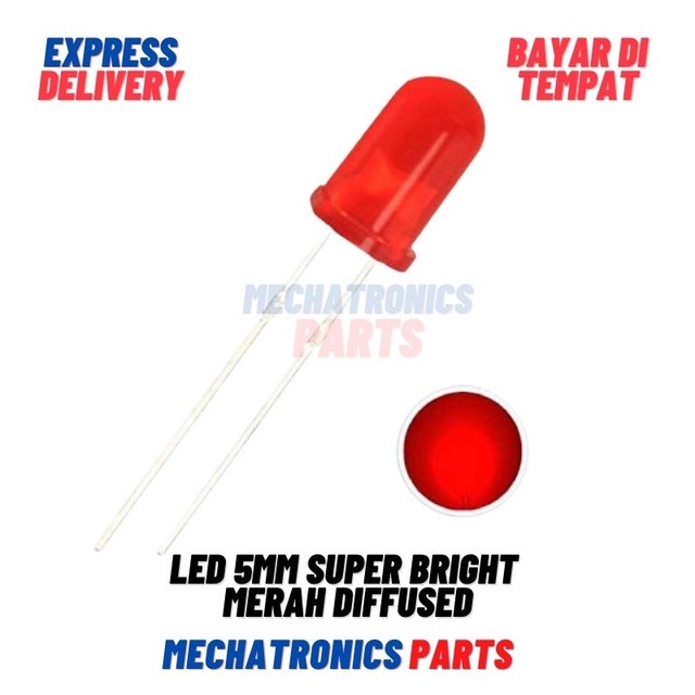 LED 5MM SUPER BRIGHT RED MERAH DIFFUSED