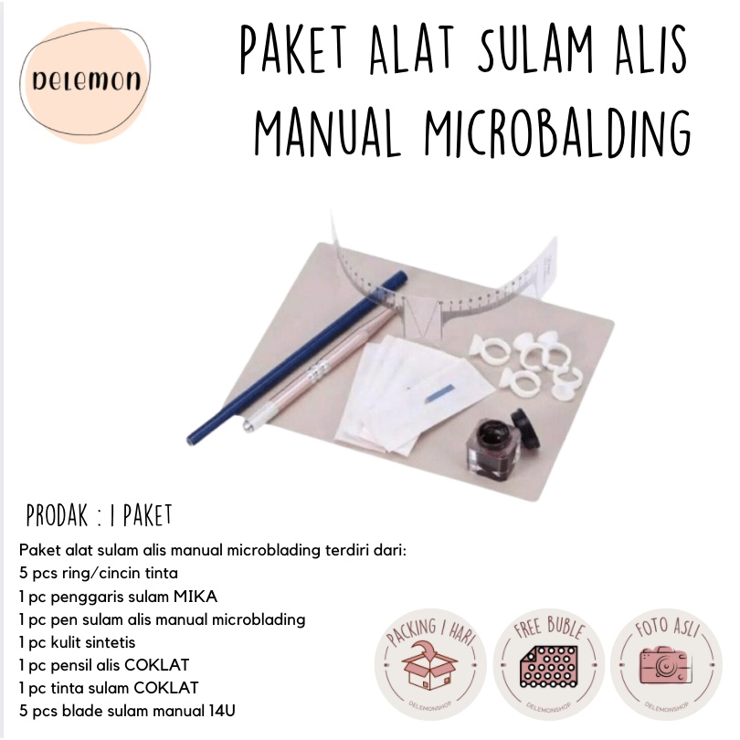 Paket Alat Sulam Alis Manual Microbalding Paket Lengkap Belajar Sulam / Kit Practice Microblading