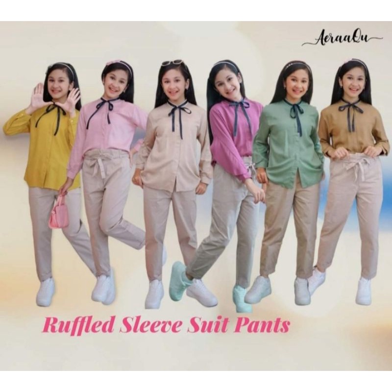 AeraaQu Ruffled Sleeve Suit Pants