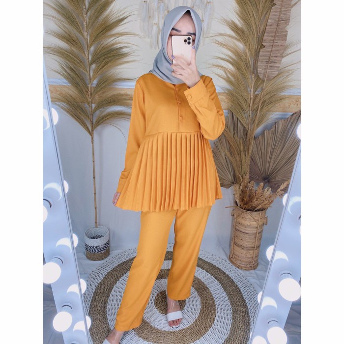 baju muslim wanita setelan wanita veni polos moscrepe - kubus