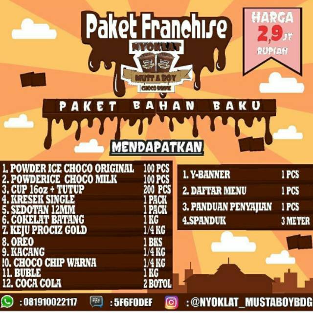 

FRANCHISE NYOKLAT MUST A BOY PAKET BAHAN BAKU