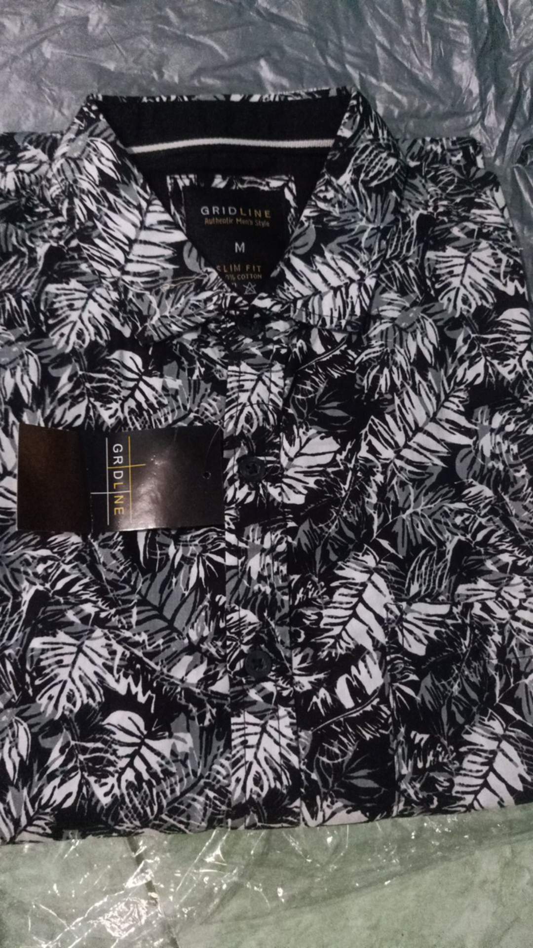 [gridline - S147 Brown Navy & S121] Kemeja Batik Slimfit Pria Katun Lengan Pendek Simpel M-xl