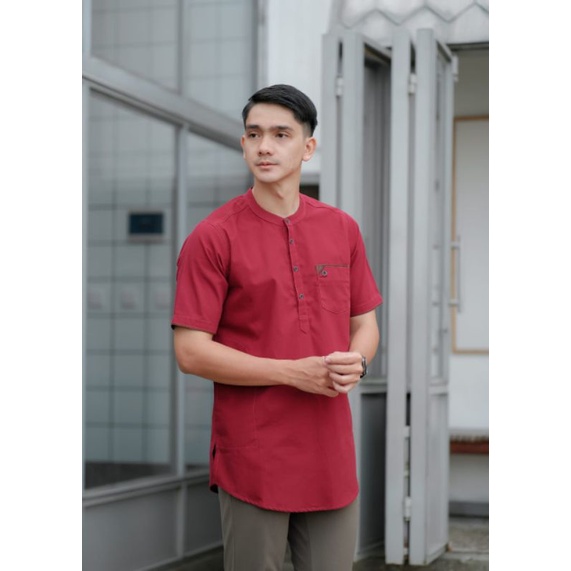 BAJU KOKO KURTA PAKISTAN PRIA BAHAN FULL COTTON WASHING WARNA MOCCA ARMY NAVY MARON UKURAN M L XL