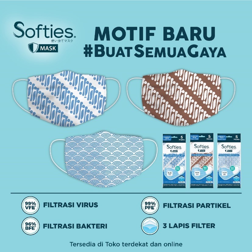 Masker 3ply Softies Daily Mask Pack isi 5pcs