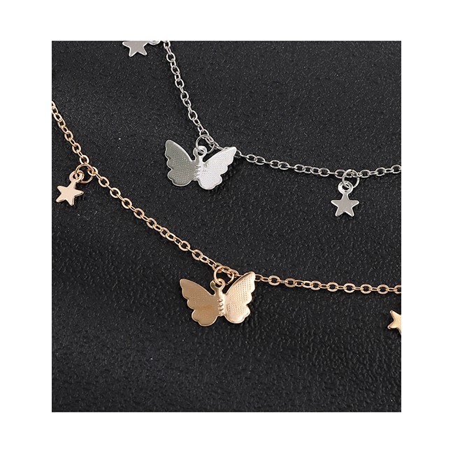 LRC Kalung Fashion  Butterfly Pentagram Necklace D5723X