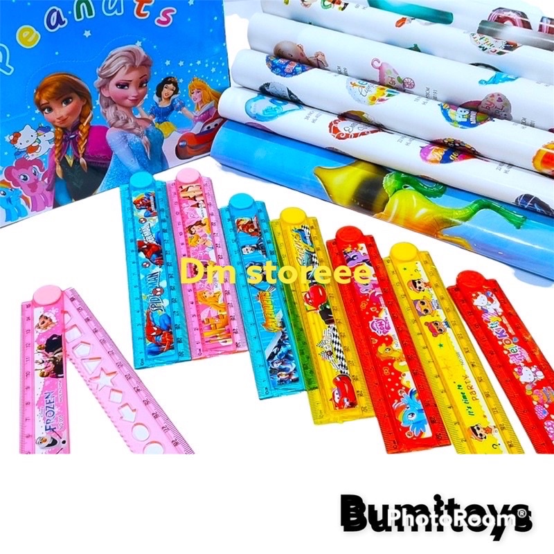 penggaris lipat 30cm karakter motif lucu / jidar / mistar / alat tulis