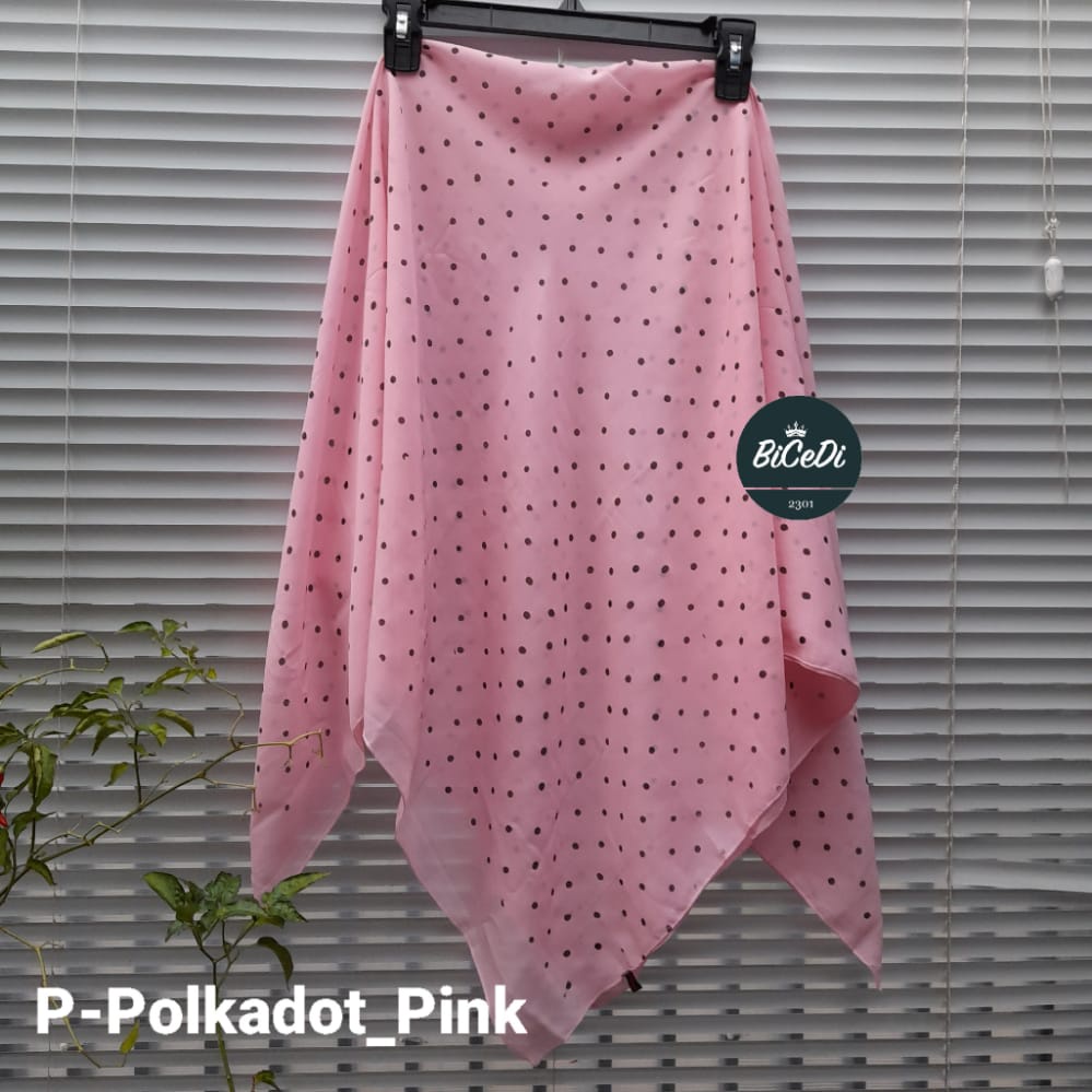 Jilbab / kerudung segi empat polkadot polos motif simple