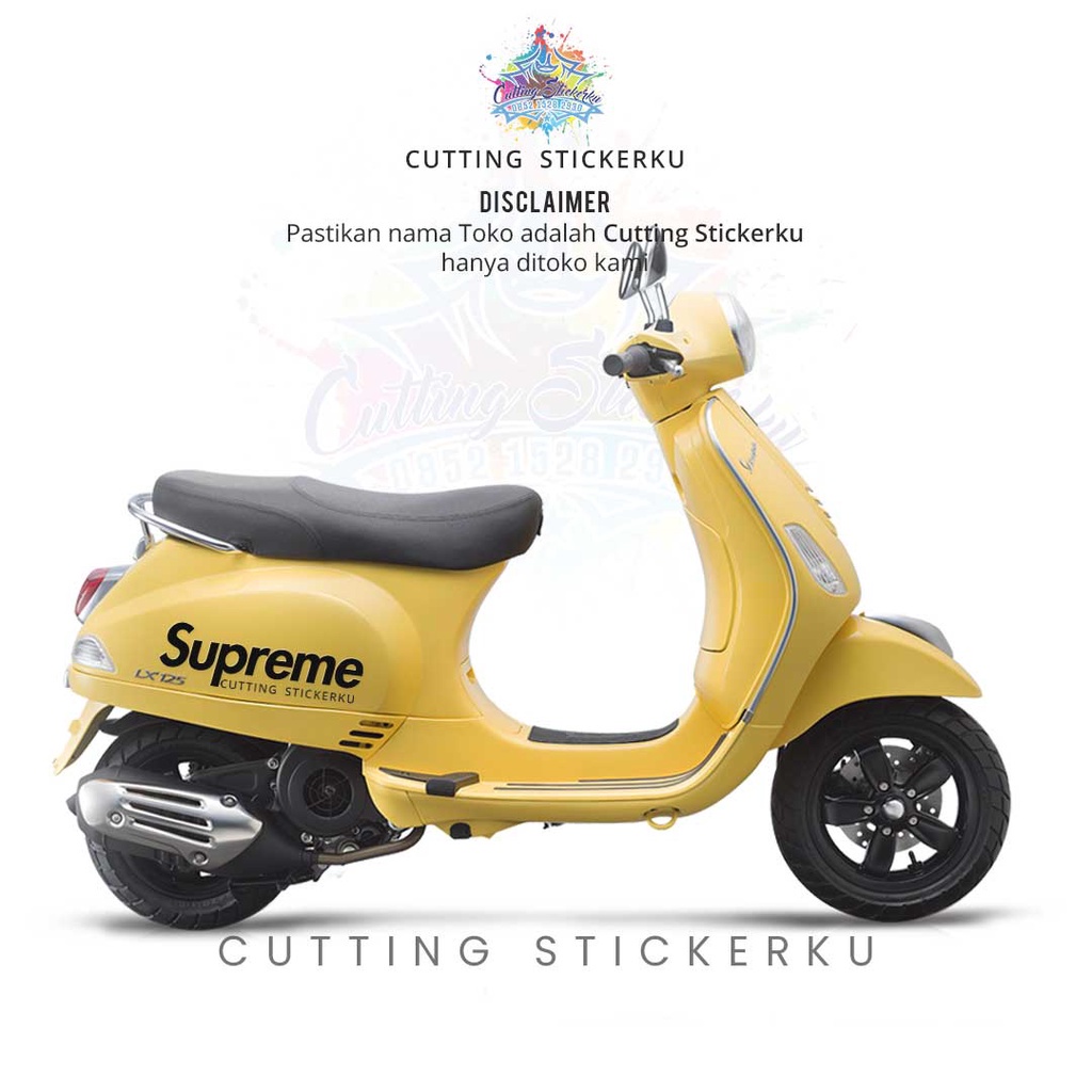 Cutting Stiker Supreme Variasi Motor Mobil Sticker Timbul Keren Nyala Dasbor Spakbor Visor Body Kaca Helm Laptop Hologram Reflective Tahan Air Bodi Samping Nama Scoopy Vario Beat NMAX PCX Vespa Aesthetic Pickup Anime Windshield Kustom Modif