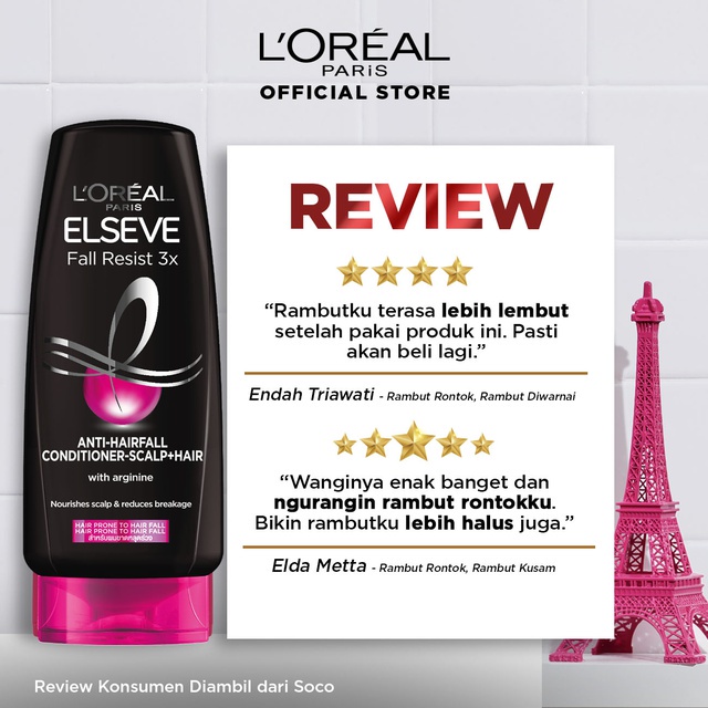 SHAMPOO / CONDITIONER / HAIR MASK L'Oreal Paris Fall Resist 3x Complete Set - Perawatan Rambut Rontok Loreal - Ukuran 450 ml / 280 ml / 170 ml - PENCUCI RAMBUT Loreal Shampo Sampo Condisioner HITAM-3