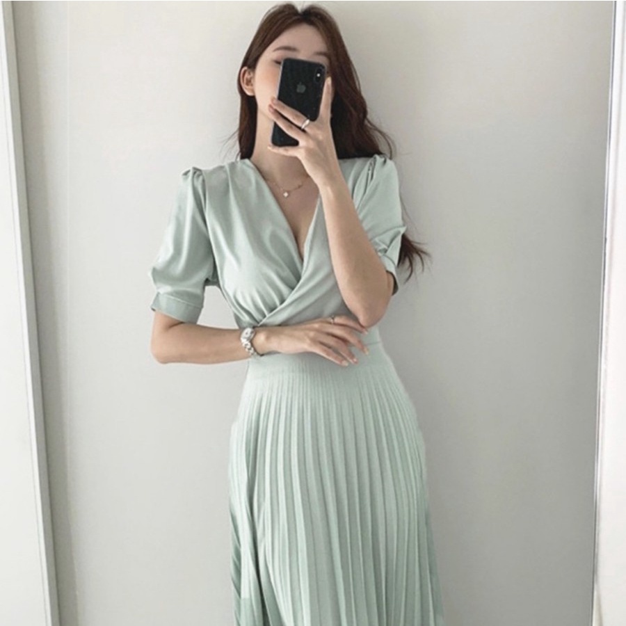 OFFICE CASUAL MIDI DRESS KOREA FASHION STYLE ALL SIZE NEW ARRIVAL BEST