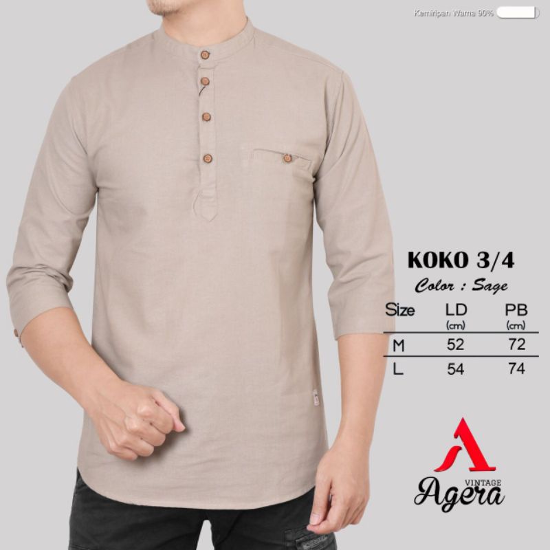 BAJU KURTA KEMEJA KOKO KEMKO  PRIA LENGAN 3/4 ORIGINAL TERBARU AGERA NEW SOFT COLOR