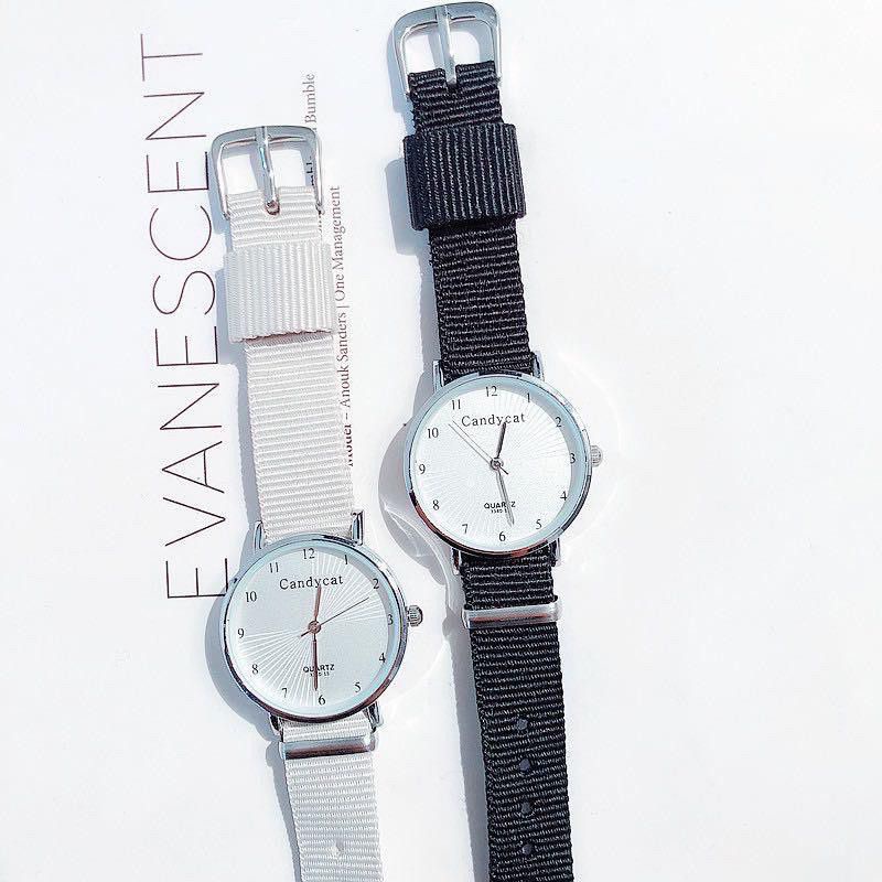 Jam Tangan Wanita Analog Quartz Casual Simple Strap Nylon Kanvas  Fashion Korea Murah