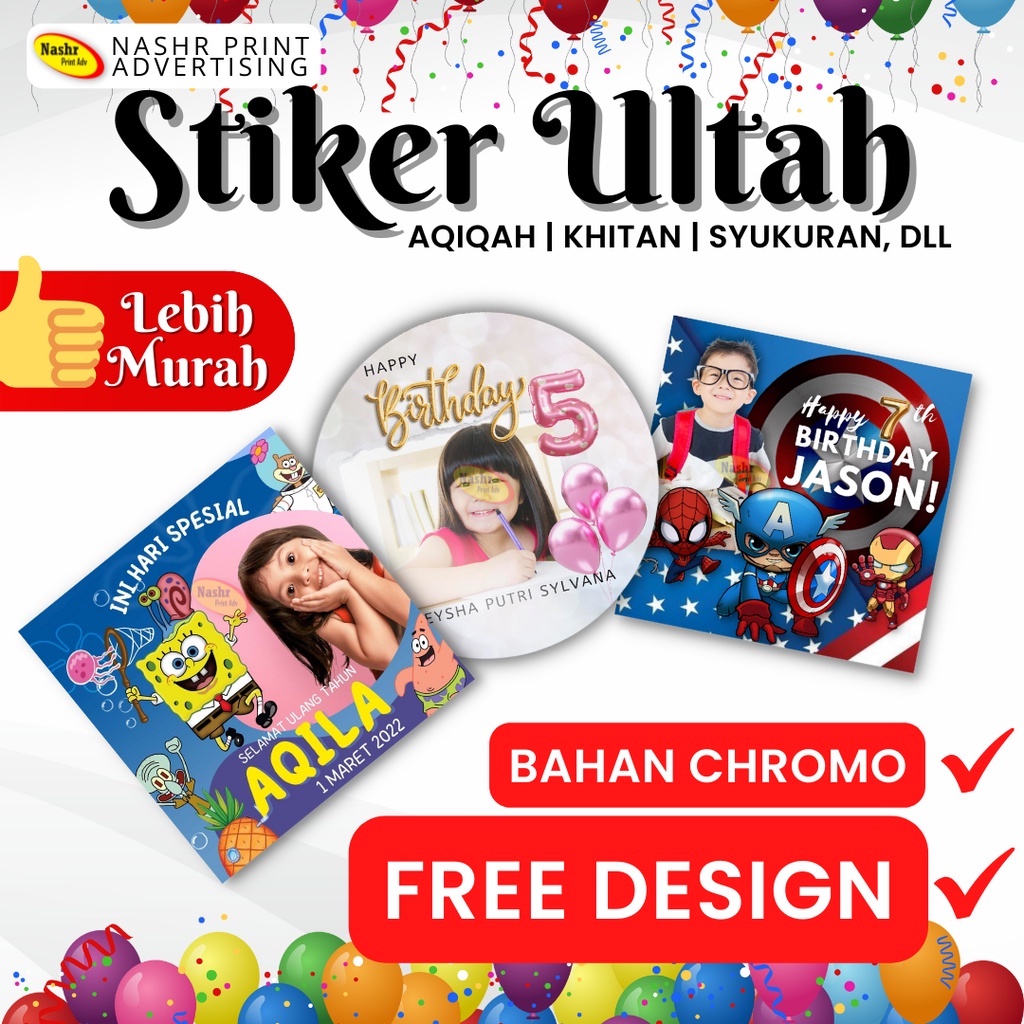 

STIKER ULANG TAHUN GRATIS DESAIN BAHAN CHROMO MURAH