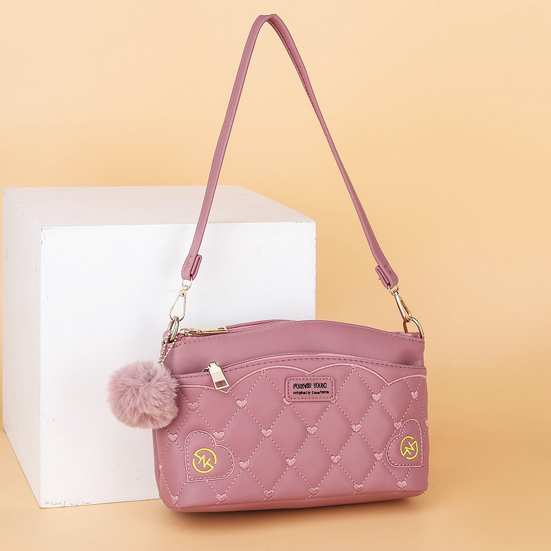 TAS SELEMPANG WANITA KULIT PINK KECIL IMPORT BATAM MURAH SLING BAG KOREA FASHION CEWEK SKAYA TA362P3