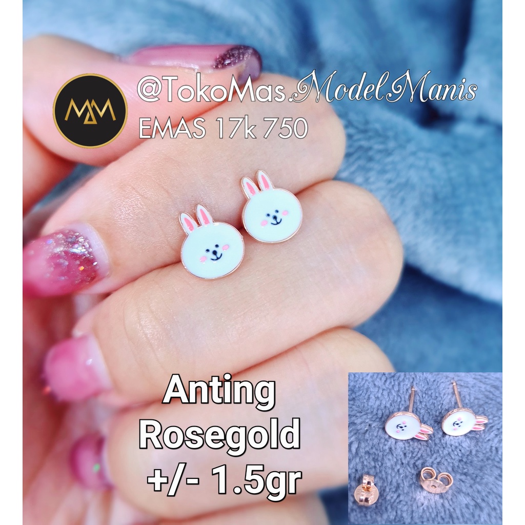 Perhiasan emas set Conny Line Friends Kalung gelang anting emas rosegold 750 kadar 17k