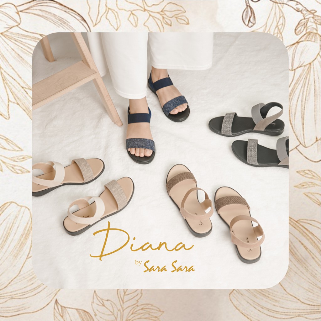 Sara Sara DIANA Sandal Wedges Wanita sandal tali empuk sandal santai terbaru