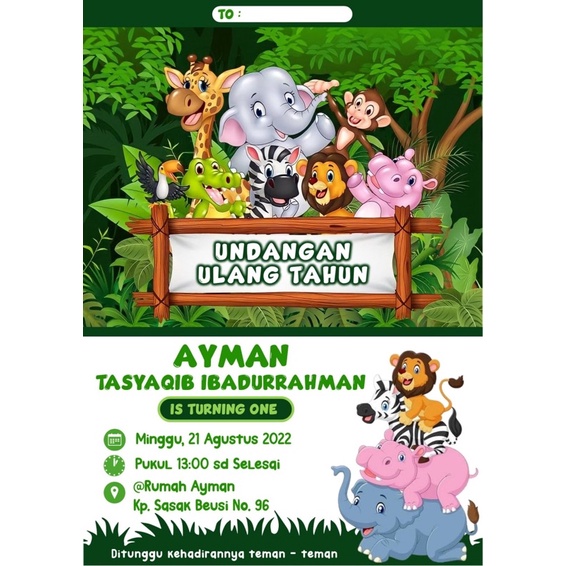 Jual Burthday Invitation / Undangan Ulang Tahun tema Zoo Animal 6