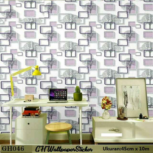 Wallpaper 3d pohon ungu stiker 45cmx10mtr shafaallshop. Karakter premium berkualitas