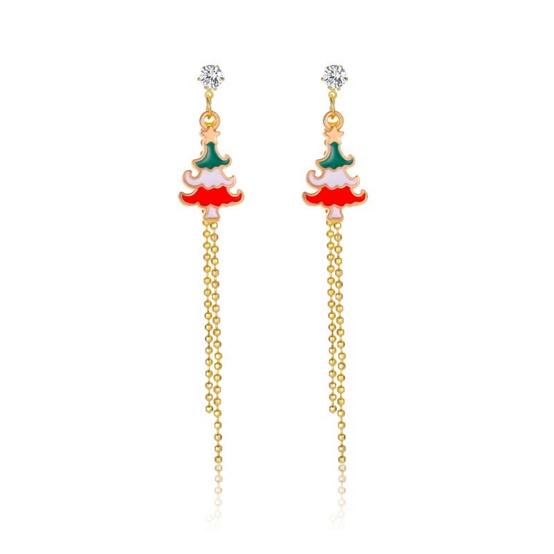 Sexy Women  Christmas Serial  Golden Tassal  Earrings Jewlry   Accessories