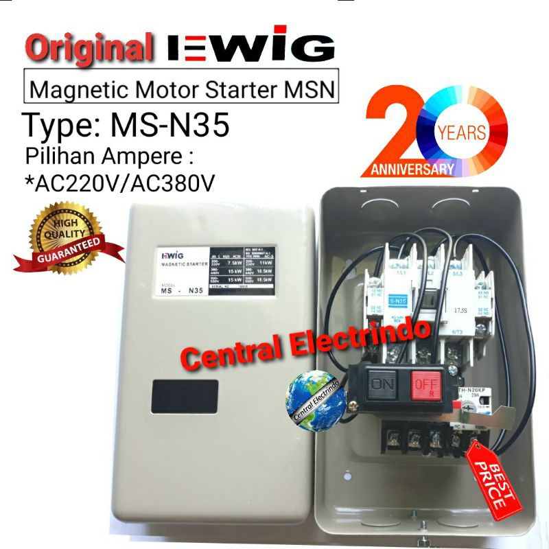 MAGNETIC MOTOR STARTER EWIG MSN-35 220VAc/380VAc