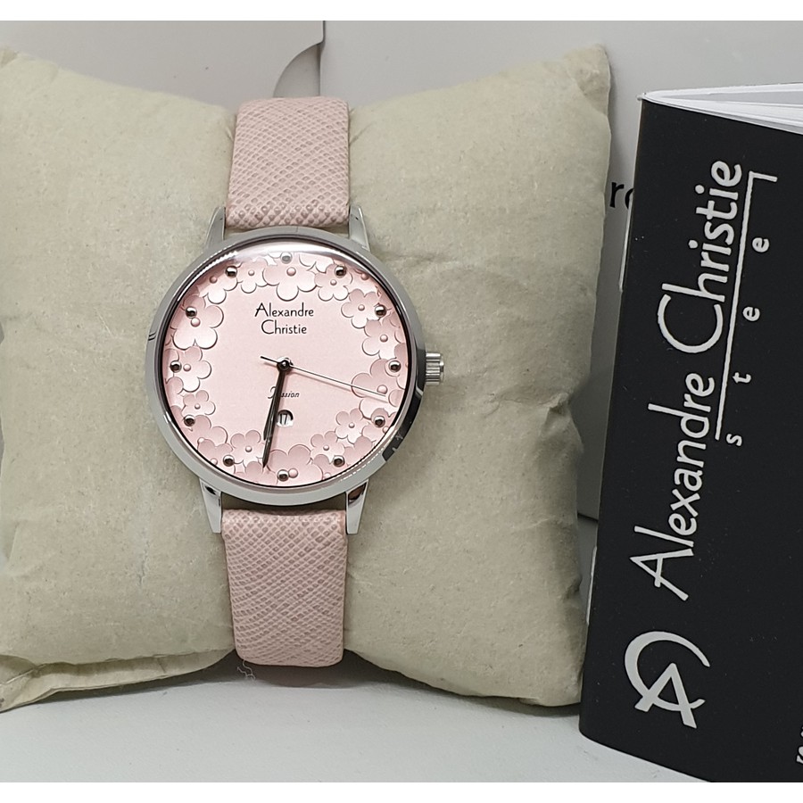 Alexandre Christie Ac2794 Silver Pink Jam Tangan Wanita Original Fashion