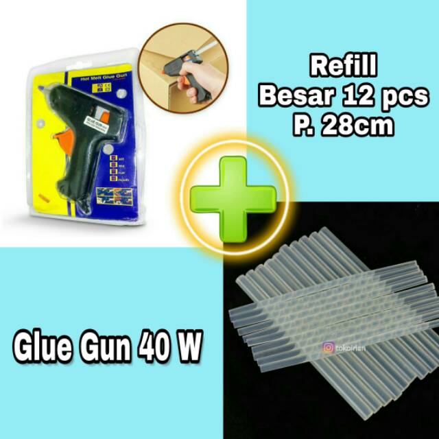 

(PAKET LEM BESAR ) ALAT LEM TEMBAK + REFILL GLUE BESAR / GLUE GUN & REFILL