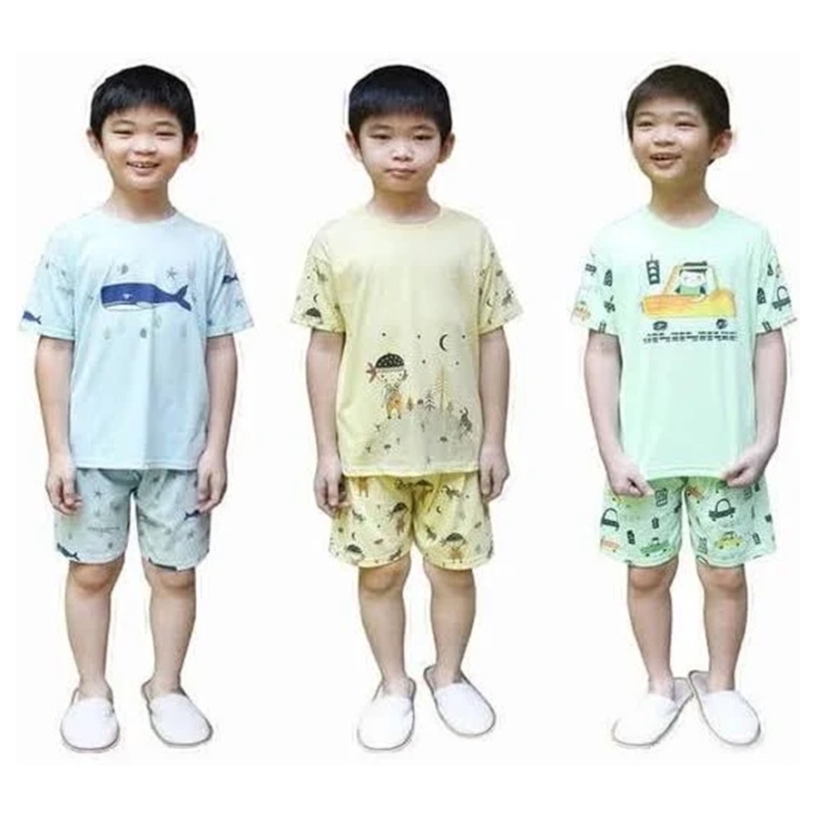 Zebe Setelan Pendek Indian edition Boy 3pcs Piyama Baju Anak Laki Laki