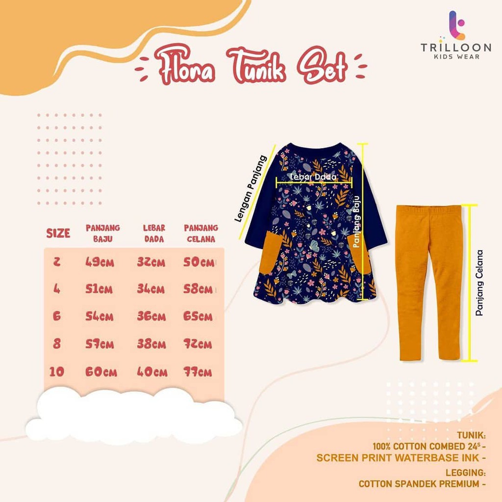 Afsheenastore TRILLOON - FLORA TUNIK SET | ready size 2 4 8 10 Th