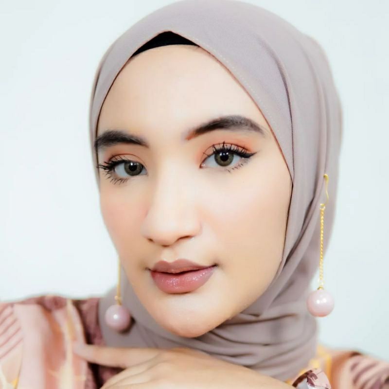 Anting hijab mutiara juntai soft pink