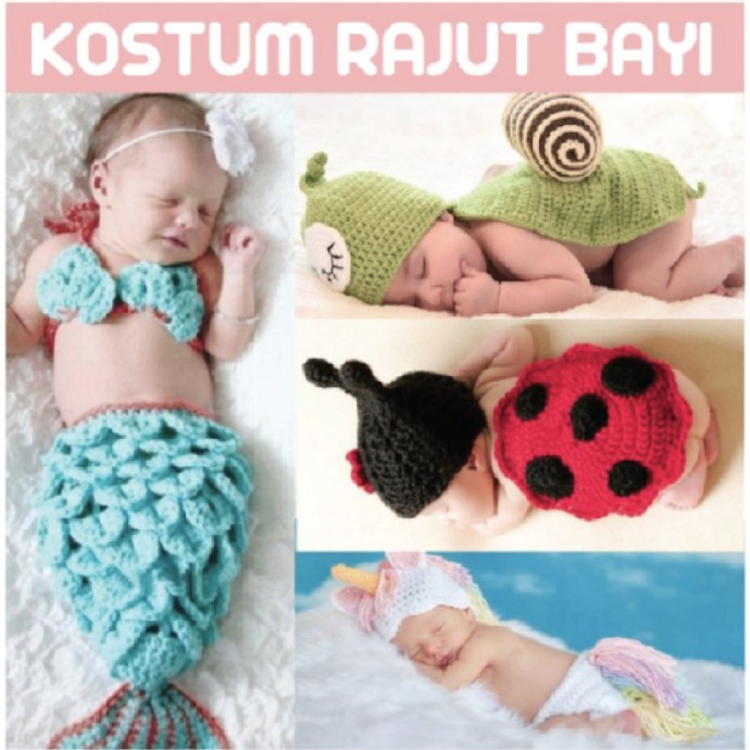 Kostum Newborn Fotografi Full Month Bayi Baju Rajut Bayi Foto 2