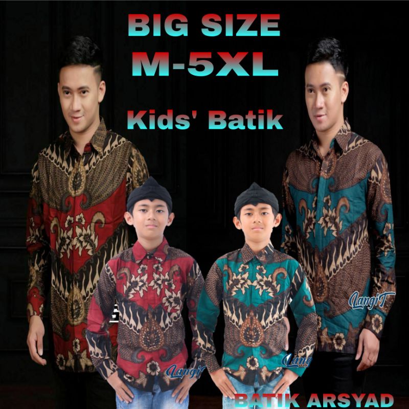 BATIK KEMEJA LENGAN PANJANG BIG SIZE JUMBO M,L,XL,XXL,3XL,4XL,5XL Dan kemeja anak lengan panjang