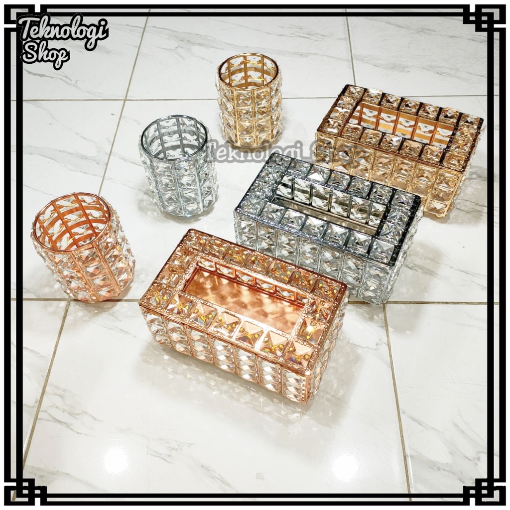 Tempat Tisu Kristal /Tisu Box Crystal /Tempat Kuas Makeup Kristal /Brush Holder Crystal /Crystal Glass