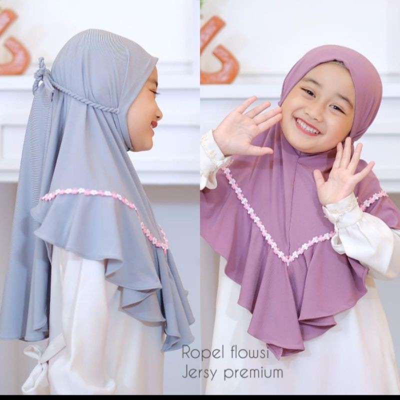 Jilbab Anak Bergo Ropel Flowsi RAISA Tali Kepang Ulir 4-8 Tahun Original / Kerudung Anak Perempuan/ Hijab Anak Perempuan Tali Kepang / jilbab anak perempuan hijab instan ori husna Terlaris / Hijab Anak Pet ROPEL FLOWSI Husna Kids