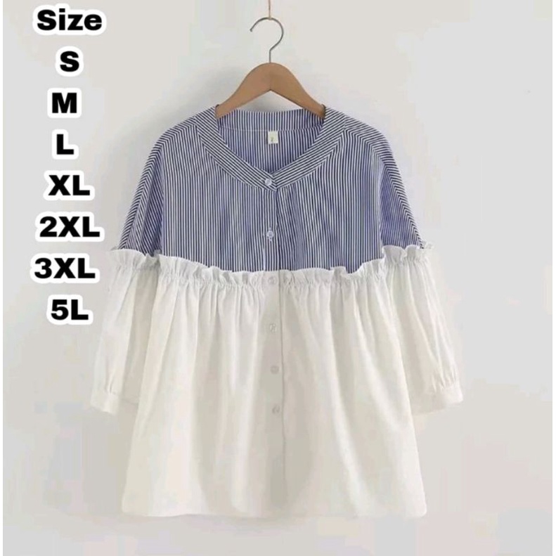 Diamore Blouse - SIze S M L XL XXL 3XL 4XL/5L - Blouse Korea Jumbo - Atasan Wanita Jumbo - Kemeja Wanita Polos Jumbo