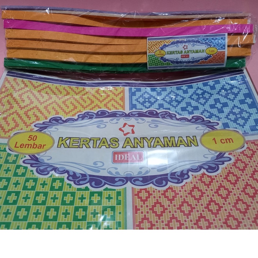 Kertas Anyaman 1 cm Merk Ideal 1 Pack ( Isi 50 Lembar)