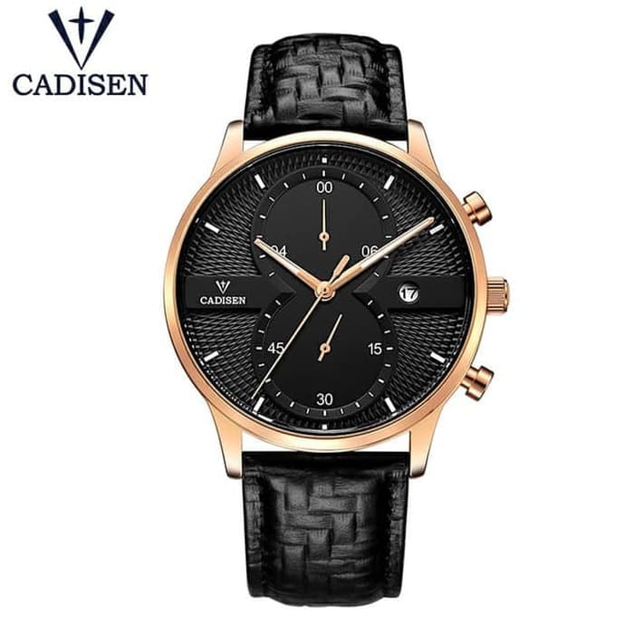 Jam Tangan Cadisen Formal Strap Kulit - Warna Gold- Black- Silver -