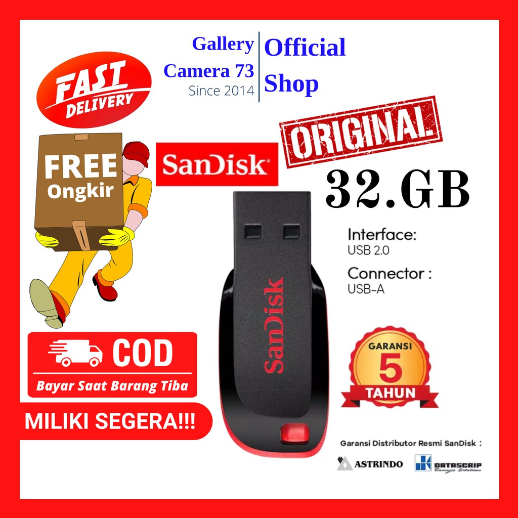 Flash Drive Sandisk 32Gb Cruzer Blade Cz50 Usb Sandisk Asli Sandisk Original Sandisk Official Store