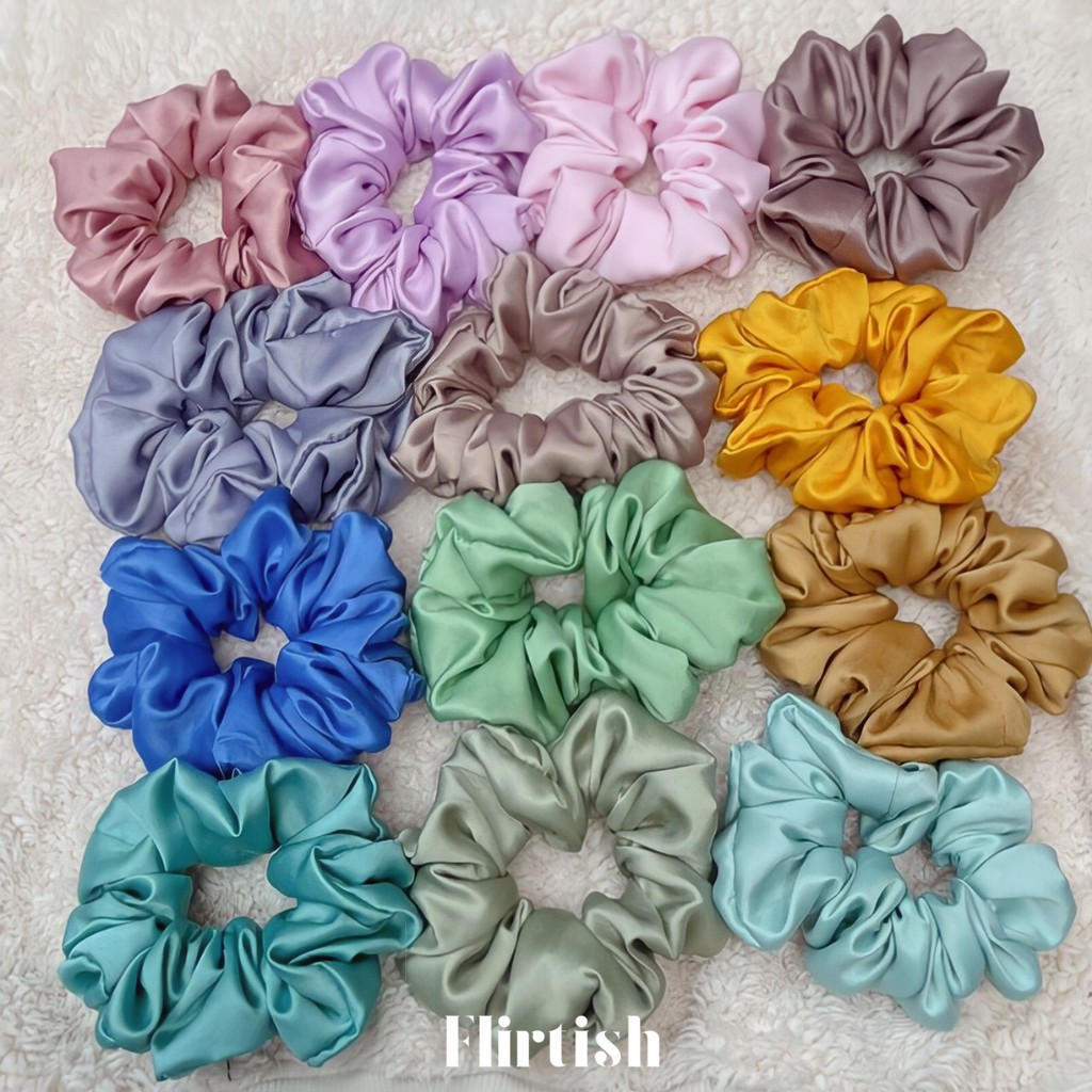 Scrunchies Satin Series Ikat Rambut Korea Cepol Hijab Scrunchie Doff Flirtishid 