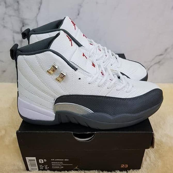 ■ HOT SEPATU BASKET WANITA MURAH■ NIKE AIR JORDAN 12 WHITE DARK GREY PREMIUM STOK TERBATAS