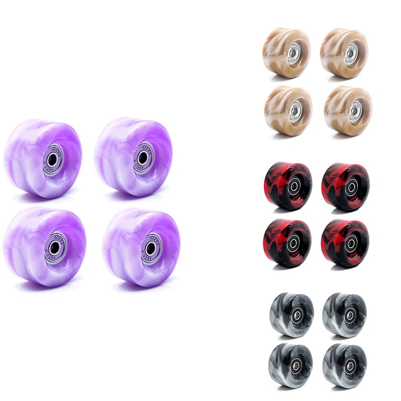 4 Pcs Roller Skate Wheels with Bearings for Double Row Skating and Skateboard 32mm x 58mm 82A,Purple