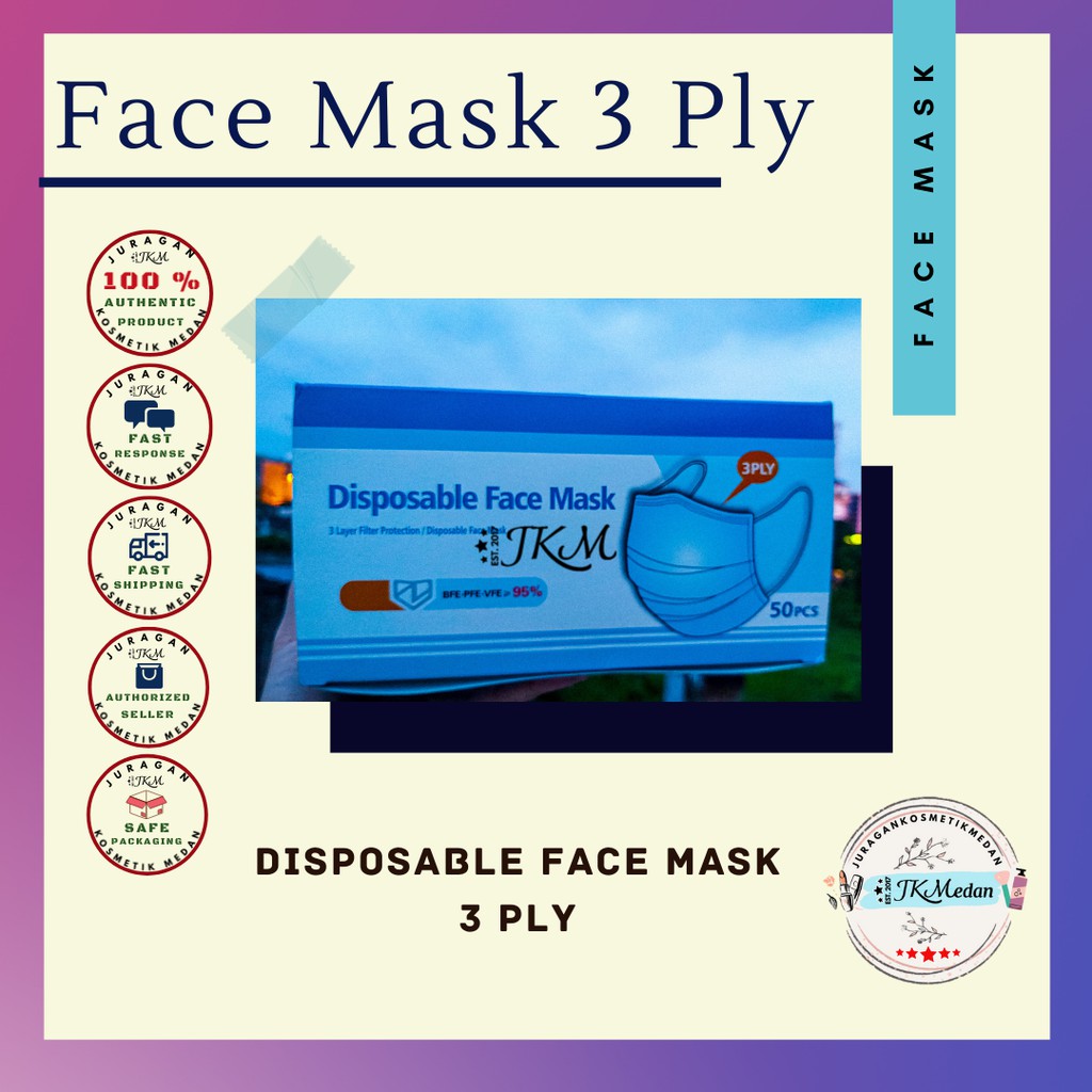 MASKER 3PLY isi 50pcs MASKER 3 LAPIS DISPOSABLE FACE MASK