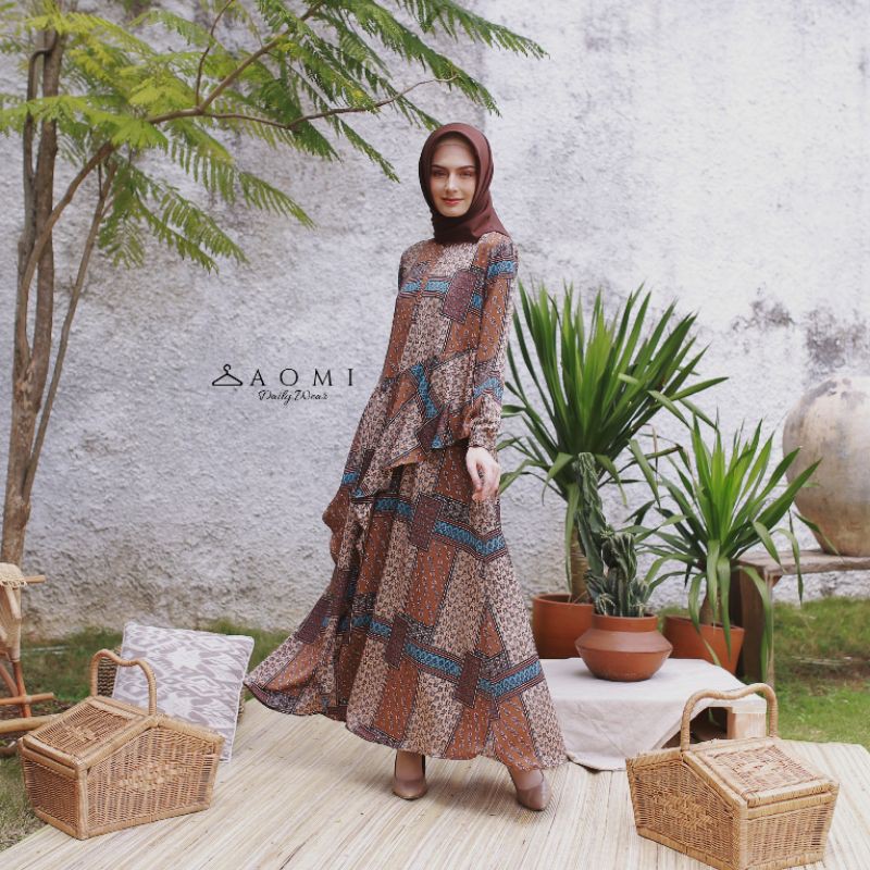 gamis maxmara gamis maxmara lux gamis pesta terbaru baju gamis pesta gamis kondangan serambi (Brown)