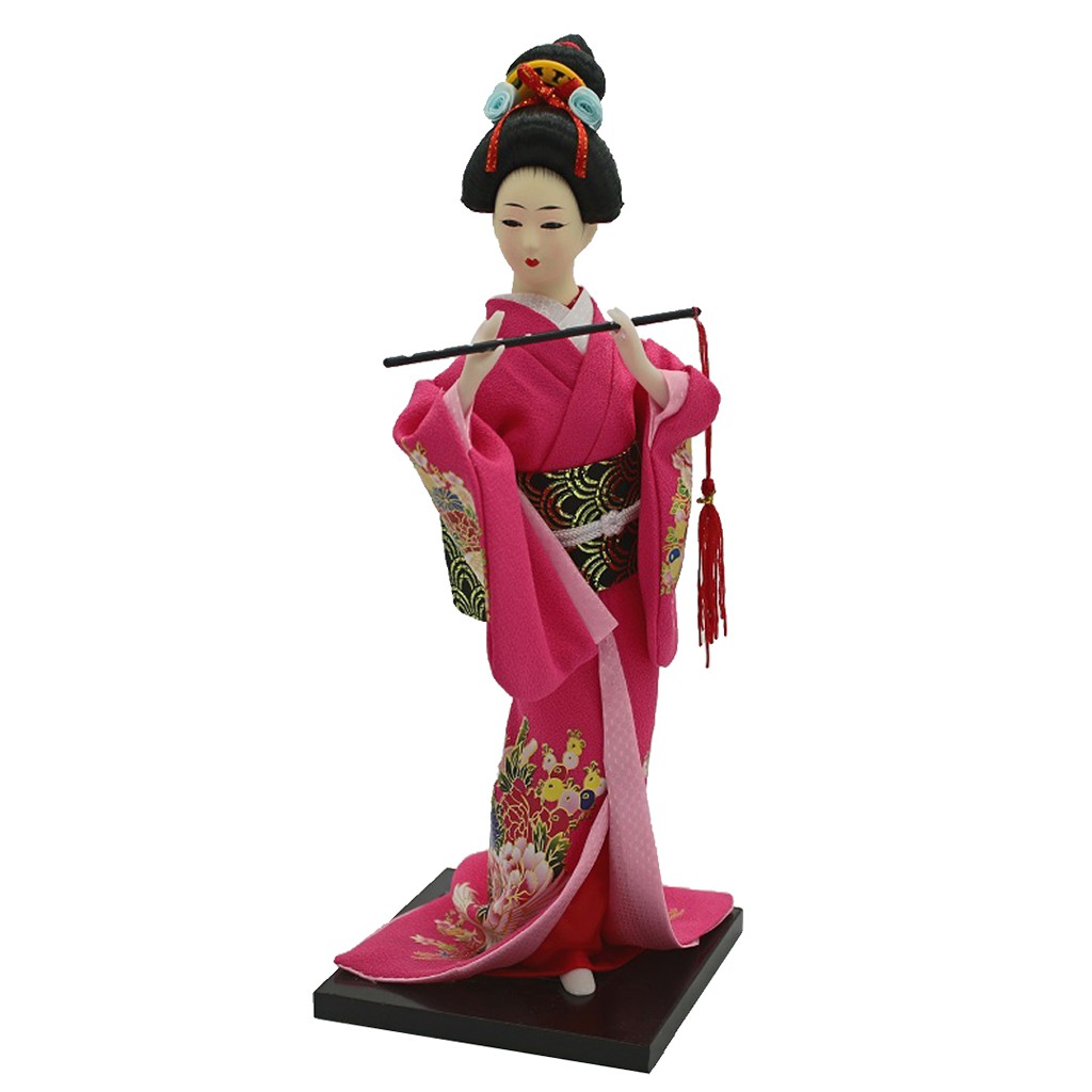 Promo 12 Inch Action Figure Kimono Geisha Gaya Jepang Vintage Warna Merah Mawar Untuk Dekorasi Rumah Chiwanji Home Decor 6qRzYdupEo57g